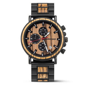 Роскошные Мужские кварцевые часы с календарем Zebrawood наручные часы с античным модным дизайном 38 мм Циферблат диаметр указателя - Product Image 1