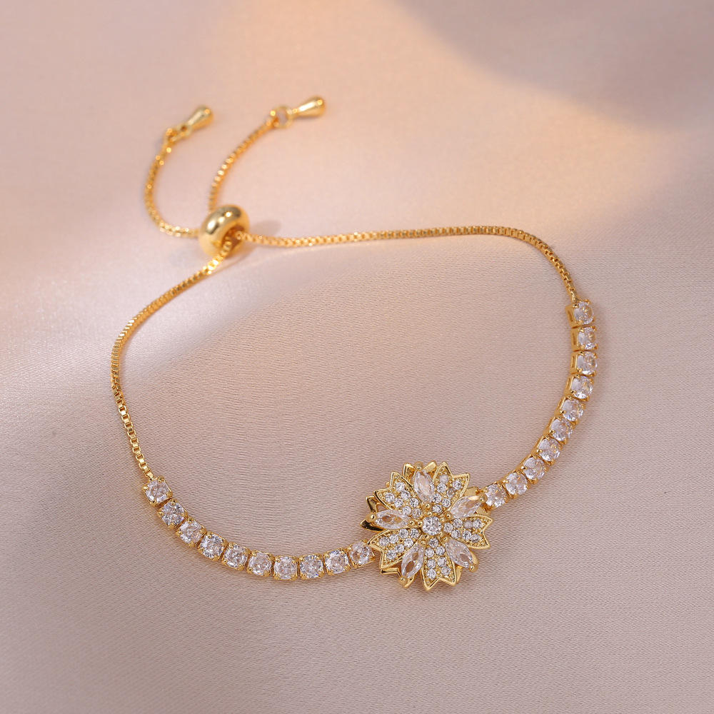 Bracelet zircon rotatif-Or