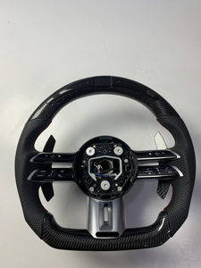พวงมาลัยหนังคาร์บอนไฟเบอร์ LED Sport AMG สำหรับ W205/W213/W222/W463/W223/G63/E63/A45/CLA C-Class แบบกำหนดเอง - Product Image 1