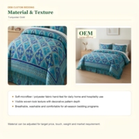 Parure de lit brodée motif carreaux marocains 4 pièces, housse de couette matelassée à volants en microfibre, personnalisable OEM pour maison et hôtel