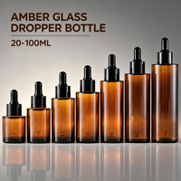 Flacons compte-gouttes en verre ambré à épaule plate SUKUANG 20-100ml, avec bouchon en bois de noyer, pour huiles essentielles et sérums – Contenants de recharge