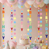 Guirlande multicolore Joyeux Anniversaire en papier, bannière suspendue, guirlande à pois macaron pour décorations de fond de fête d'anniversaire pour enfants