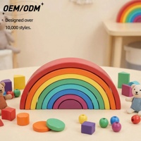 Jouet de construction en bois arc-en-ciel empilable, ensemble de blocs, jouet éducatif Montessori, personnalisable