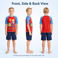 Maillot de bain une pièce imprimé à manches courtes pour enfants, protection UPF 50+, idéal pour la plage, le surf et la plongée