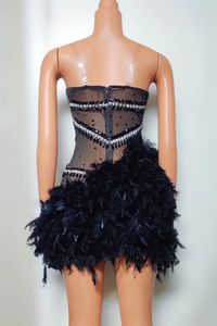 Seksi pullu taklidi doğum günü akşam Mini elbise tüyler Latin dans Las <span class=keywords><strong>Vegas</strong></span> gösterisi kostümleri kadın kokteyl kulübü parti elbise - Product Image 4