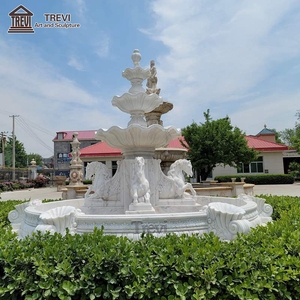 Trevi trang trí ngoài trời Tay Chạm Khắc đá cẩm thạch trắng tự nhiên 3 tầng đài phun nước bất động sản với tượng ngựa Pegasus - Product Image 3