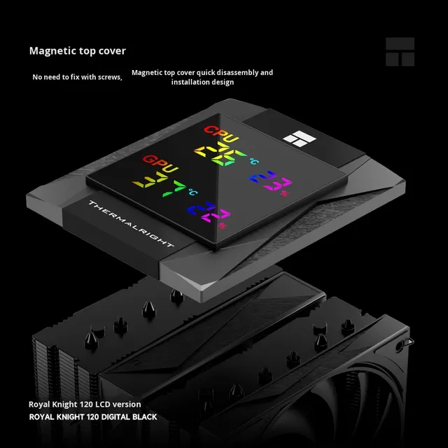 Limin Royal Knight 120 Digital Black Computer Case Accessory with Ball Bearing and Air-Cooled Radiator Memory Does Not Block