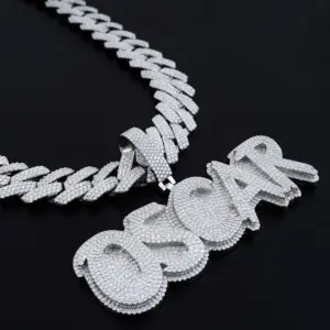 Exquisite Letter Pendant Moissanite 925 Silver Iced Out Hip Hop Men Pendant Fashion Jewelry