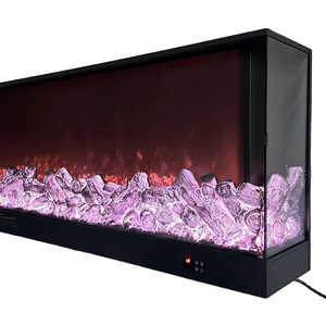 <span class=keywords><strong>Chimenea</strong></span> <span class=keywords><strong>Eléctrica</strong></span> de Diseño Moderno de 60/72/100 Pulgadas con Control Remoto, 3 Lados, Efecto de Leña y Cristal, Metálica, para el Hogar - Product Image 2