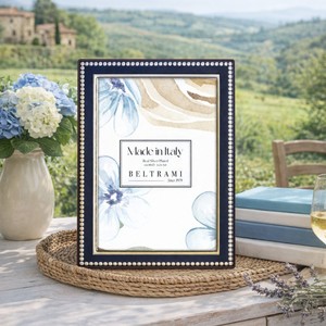 Beltrami Photo <b>Frame</b> <b>4x6</b> Silver Plated Blue Navy Dots Metal <b>Frame</b> - Product Image 3