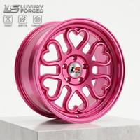 Llanta de aleación de lujo forjada con radios en forma de corazón rosa para BMW, Mercedes, Toyota, con offset personalizado ET