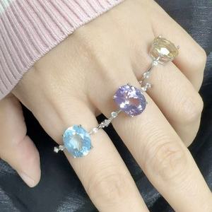 Bijoux fins vintage <span class=keywords><strong>Destiny</strong></span>, bague en argent sterling 925 avec pierre précieuse naturelle, topaze bleue, coupe ovale, pour femmes - Product Image 6