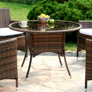 Leisure 5PCS Metal <b>Rattan</b> Tea Coffee <b>Dining</b> <b>Table</b> 4 Chairs for Apartment Farmhouse Villa for Parks Exteriors - Product Image 1