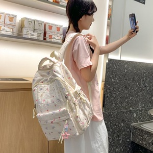 Fresh Cute Floral <b>Backpack</b> For Girls 15 Inches <b>School</b> Education Printing Pattern Interior Zipper Pocket - Product Image 2