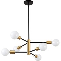 Lustre en fer forgé personnalisé et créatif, lampe de plafond LED pour salon, chambre à coucher, restaurant - Finition noire/dorée, CRI élevé