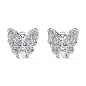 Dylam Charm Dainty 925 Sterling <b>Silver</b> Rhodium Plated 5A Cubic Zirconia <b>Clip</b>-on Butterfly Stud Earrings for Women - Product Image 2