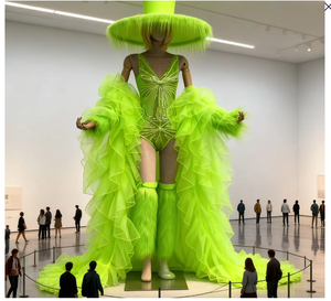 Новинка <span class=keywords><strong>2026</strong></span>: Флуоресцентно-зеленый сексуальный костюм для гоу-гоу танцев с головным убором для сольных выступлений - Product Image 6