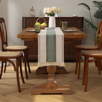 Chemin de table carré de luxe personnalisable, style simple, durable, tissé, rayé multicolore, anti-poussière, avec pompons, pour la maison et l'hôtellerie