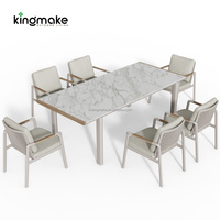 Ensemble de mobilier de jardin extérieur en aluminium imperméable pour terrasse, table et chaises de restaurant modernes, vente en gros d'usine