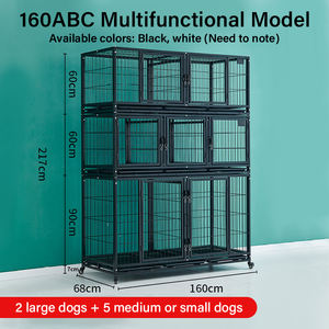 กรงสุนัขสำหรับผู้ป่วยในโรงพยาบาลสัตว์เลี้ยงกรงสุนัขสีดำและสีขาวรวมกันหลายชั้นเคลือบสังกะสีอบขนาดฟรี - Product Image 5