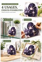 Papan Shikishi Holografik Prisma Kustom Anime dengan Seni Foil Emas, Papan Koleksi Iridescent, Hadiah Tanda Tangan