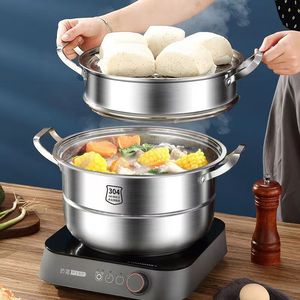 Cuiseur vapeur en acier inoxydable 304 de qualité alimentaire, triple couche épaissie, double couche, grande capacité, pour soupes, cadeau idéal pour la maison - Product Image 1