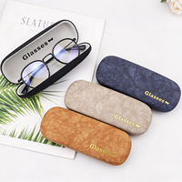 Étui à lunettes vintage rétro en cuir avec texture de branche, étui rigide pour lunettes avec intérieur doux pour hommes et femmes
