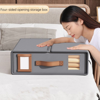 Boîte de rangement pliable et empilable pour draps de lit en tissu Oxford Rolyee moderne, avec poignée renforcée et fenêtre transparente, 38x32x11.5cm