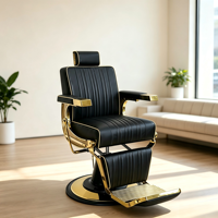 Fauteuil de Barbier Hydraulique Doré pour Salon de Coiffure et Barbier