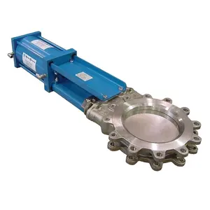 Fournisseur Glissière de contrôle d'air en acier inoxydable 2 "6" Glissière Wafer Knife Gate Valve avec actionneur pneumatique