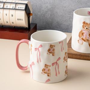 Saint Valentin ours arc tasses <span class=keywords><strong>en</strong></span> céramique tasses à café <span class=keywords><strong>en</strong></span> porcelaine rose cadeau romantique verres pour couples - Product Image 4