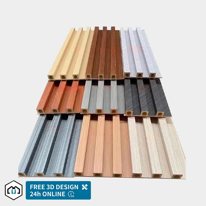 Home Decor building material interior pvc wpc background 3D soundproof fluted waterproof slat wall panels/boards