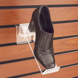 Soporte para zapatos acrílico de pared, expositor personalizado para zapatos de un solo acrílico, montaje en pared