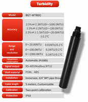Capteur de pH en acier inoxydable SUS316L | Compensation automatique de la température Testeur de qualité de l'eau ORP EC Turbidité PH Capteur Qualité de l'eau