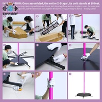 Poteau de pole dance rose en silicone pour scène, rotatif et statique