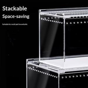 Terrario de Acrílico Transparente de Alta Definición para Mascotas, Rectangular, de Ensamblaje Libre, con Comedero Integrado para Reptiles y Cangrejos Ermitaños - Product Image 4