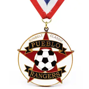 Medali logam Kejuaraan Sepakbola Honor tim Enamel lembut kustom