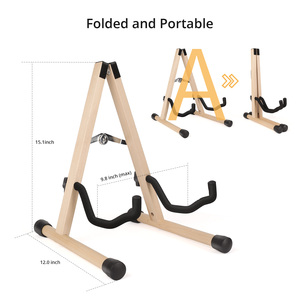 Tragbarer Gitarren ständer, Holz gitarren ständer Akustik, A-Frame <span class=keywords><strong>Folding</strong></span> Akustik-E-Gitarren-Reisest änder - Product Image 4