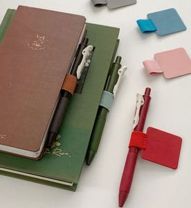 Promotion Modern Portable <b>Pu</b> Pen Holder Self <b>Adhesive</b> Penclip With Silk Screen Printed Logo for Notebooks - Product Image 2
