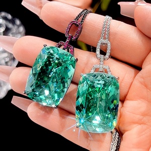 Collar con Colgante Grande de Turmalina Paraiba de Imitación de Alta Calidad, Diseño de Nido, 20*28mm, Joyería de Cobre Ecológica para Mujer, Regalo - Product Image 2