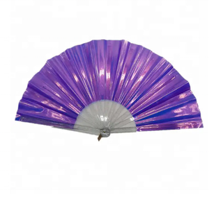 Promotion Grand éventail pliant à main personnalisé de 13 pouces 33cm en stock Éventail clac holographique en plastique de couleurs assorties - Product Image 1