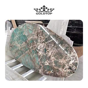GOLDTOP OEM/ODM Granito Losa de piedra <span class=keywords><strong>natural</strong></span> Encimeras Cocina Granat verde Lujo Brasil Amazonita Losa verde y tapas de mesa - Product Image 5