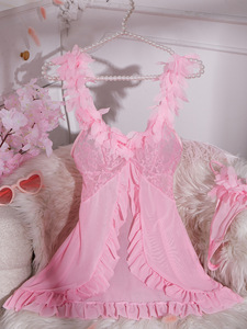 Romantico Abito <span class=keywords><strong>da</strong></span> <span class=keywords><strong>Notte</strong></span> in Pizzo con Spacco, Erotico Rosa <span class=keywords><strong>Trasparente</strong></span> con Schiena Scoperta, <span class=keywords><strong>Camicia</strong></span> <span class=keywords><strong>da</strong></span> <span class=keywords><strong>Notte</strong></span> con Scollo a V per Donna - Product Image 3