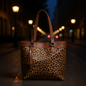 Bolso de Mano Fana Maribel Chedrn de Cuero Vacuno con Estampado Animal, Cierre de Solapa y Decoración de Borlas para Fiestas, Bolso para Mujer - Product Image 2