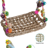 Balançoire double perroquet à chaîne colorée avec hamac en filet d'escalade, jouet éducatif pour oiseaux, toutes les couleurs