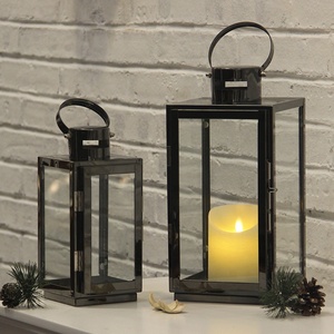 Decorazione di cerimonia nuziale di Metallo Nero di Alta Qualità Lucido Decorativo Candela di Vetro In Acciaio Inox <span class=keywords><strong>Giardino</strong></span> Lanterna - Product Image 6