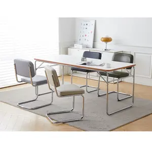 Оптовая продажа, под заказ, современный скандинавский стиль, металлические ножки, обеденный стол для домашнего использования, Белый Прямоугольный Обеденный Стол