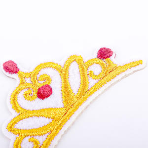 Benang kartun emas metalik besi Patch mahkota kecil bordir manik-manik mahkota bordir Patch untuk pakaian kain utama - Product Image 4