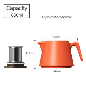 DHPO Infuseur Extra-fin Service à thé <span class=keywords><strong>Tasse</strong></span> en céramique et théière en acier inoxydable avec théière en céramique pour thé en vrac - Product Image 4
