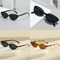 Lunettes de soleil rétro œil de chat à petite monture avec protection UV400, unisexe, monture complète, élégantes et tendance pour un visage plus fin